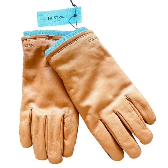 Hestra Mens Leather Size 9 Lined Short Rib Knitted Cuff Touchscreen Compatible - Picture 7 of 9